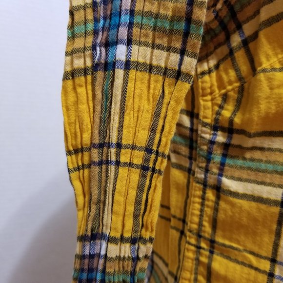 Merona top Medium plaid checks long sleeve button up down 100% cotton layering - Picture 11 of 16